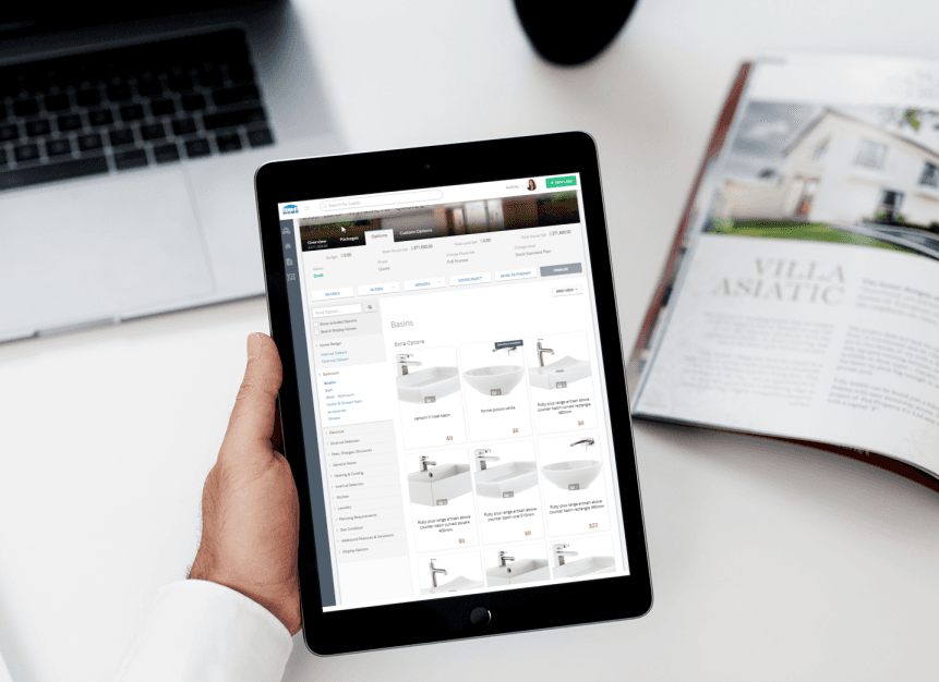 Sales tender interface displaying pricing options, selections, and quote generation tools