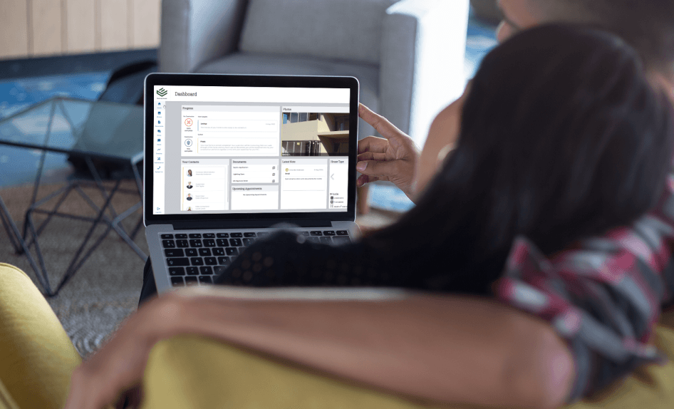 MyHome customer portal showing upgrade packages, selections, and communication features