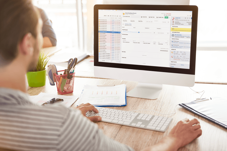 Stakeholder coordination interface showing team collaboration, meeting tracking, and workflow management